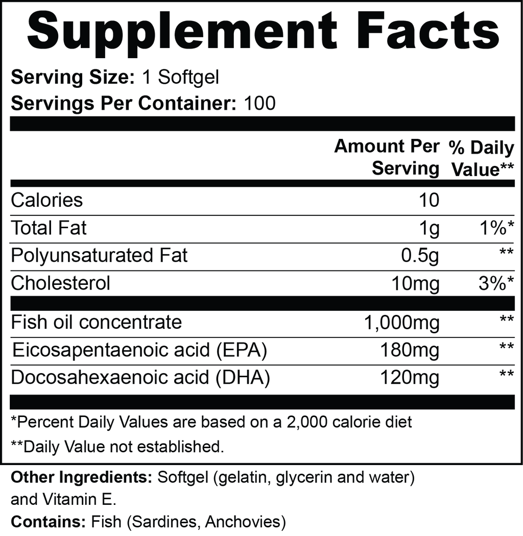 Omega-3 Fish Oil – EPA 180 mg + DHA 120 mg